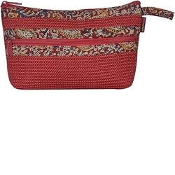 Jute Cottage Dobby Kalamkari Pouch KK 2 Zip - A-115-RED